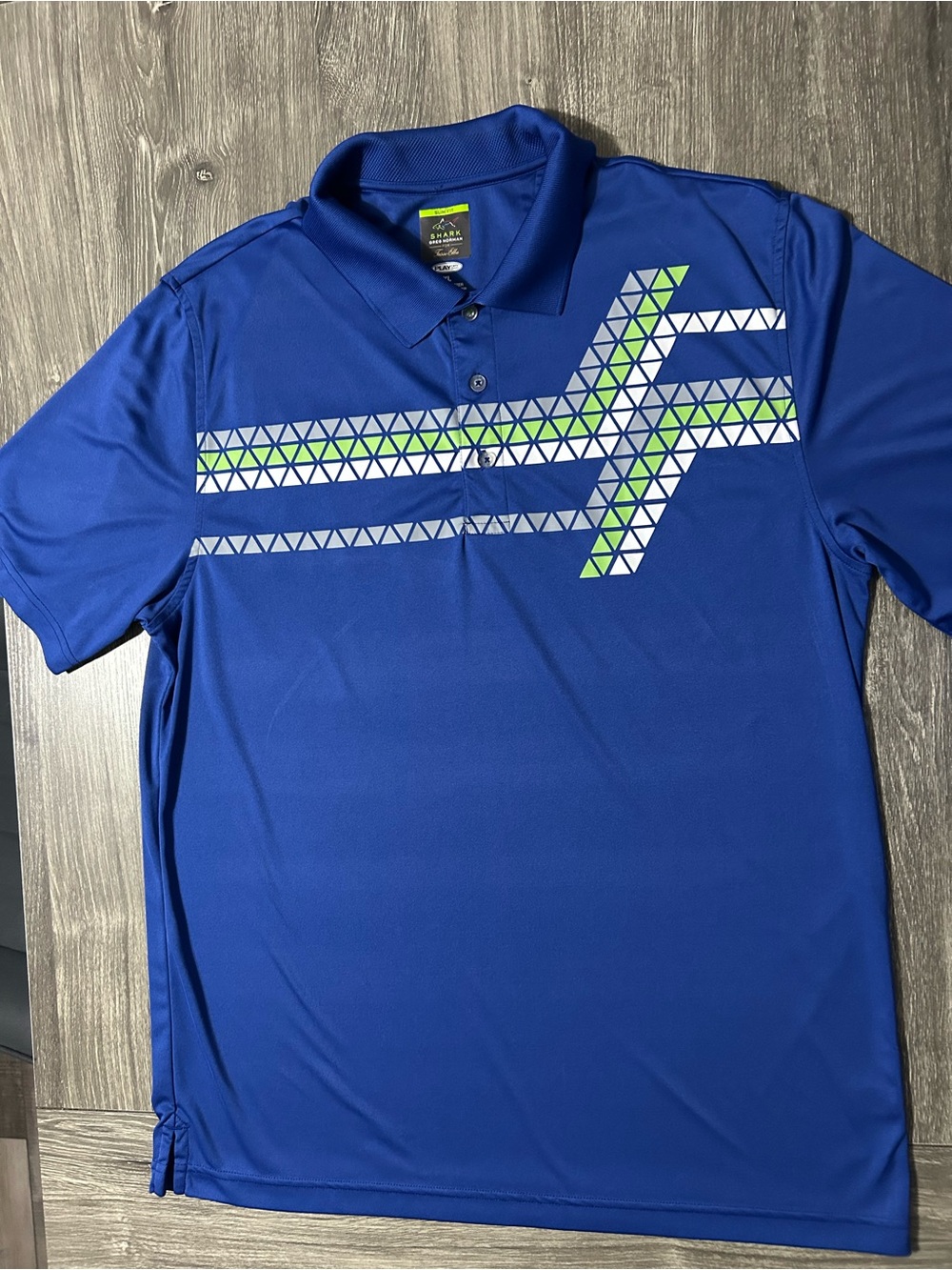 Greg Norman Collection Royal Blue Polo with White and Lime Accent